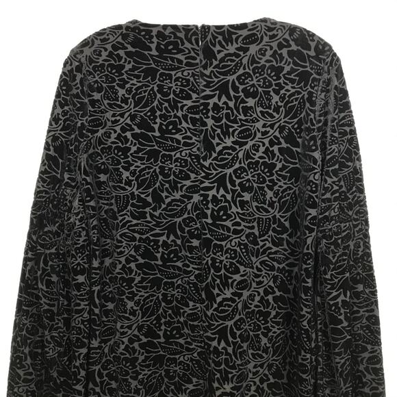 Adrienne Vittadini Bell Sleeve Dress Velvet Floral Brocade Textured Soft Small - Picture 13 of 14